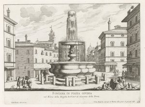 Fontein op Piazza Giudia في روما نافورة في ساحة جيوديا (العنوان على القطعة) نوافير روما (عنوان السلسلة) فونتينين فان روما (عنوان المسلسل) بواسطة جيوفاني باتيستا فالدا