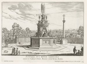 Fontein op Piazza San Pietro في Montorio op de Janiculumberg te Rome نافورة في مونتي جيانيكولو (العنوان على الجسم) نوافير روما (عنوان السلسلة) فونتينين فان روما (عنوان المسلسل) بواسطة جيوفاني باتيستا فالدا