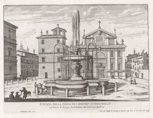 Fontein op Piazza Scossacavalli te Rome نافورة في ساحة بيازا دي جياكومو سكوساكافالو (العنوان على الجسم) نوافير روما (عنوان السلسلة) فونتينين فان روما (عنوان المسلسل) بواسطة جيوفاني باتيستا فالدا