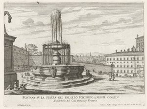 Fontein op Piazza del Quirinale في روما نافورة في ساحة القصر البابوي في مونتي كافالو (العنوان على الجسم) نوافير روما (عنوان السلسلة) فونتينين فان روما (عنوان المسلسل) بواسطة جيوفاني باتيستا فالدا