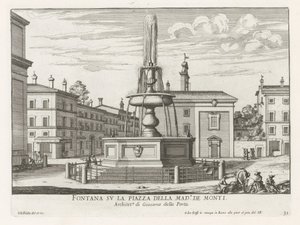 فونتين أوب بيازا ديلا مادونا دي مونتي في روما نافورة على ساحة Piazza della Mad.a de Monti (العنوان على الكائن) نوافير روما (عنوان السلسلة) فونتينين فان روما (عنوان المسلسل) بواسطة جيوفاني باتيستا فالدا