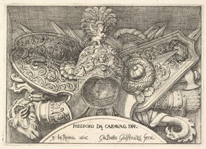 اللوحة 3: تذكارات الأذرع الرومانية من الزخارف فوق النوافذ في الطابق الثاني من عام 1656. بواسطة جيوفاني باتيستا جاليستروزي