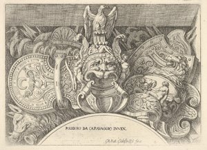اللوحة 4: تذكارات الأذرع الرومانية من الزخارف فوق النوافذ في الطابق الثاني ... ، 1656-1658. بواسطة جيوفاني باتيستا جاليستروزي