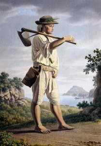 Farmer in the background of Campi Flegrei, by Giovan Battista Lusieri (ca 1755-1821), watercolour on paper, 32x23 cm, Italy