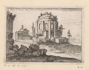 Resten van de Tempel van Minerva Medica في منظر طبيعي معبد مينيرفا ميديكا دي لا دا سانتا بيبيانا (العنوان على الجسم) Gezichten op Rome (عنوان المسلسل) بعض وجهات النظر ووجهات النظر للأماكن غير المأهولة في روما (عنوان السلسلة)