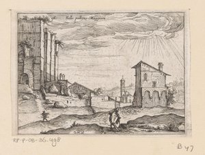 أطلال Palazzo Maggiore في روما والمباني المجاورة Sallo pallazo Maggiore (العنوان على الكائن) مناظر لروما (عنوان السلسلة) Alcune vedute et prospettive di luoghi dishabitati di Roma (عنوان السلسلة)