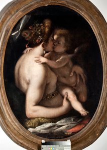 فينوس وكوبيد (فينوس وكوبيد) لوحة لجيوفاني باتيستا باجي (1554-1627) الجينات ، Musei di Strada Nuova inv n PB 1409 بواسطة جيوفاني باتيستا باجي