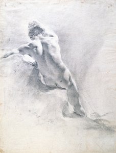 دراسة عراة ذكر ، ج .1715 (طباشير أسود مع أبيض على ورق)
