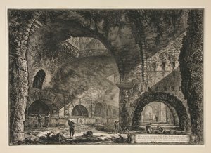 منظر داخلي آخر لفيلا مايسيناس في تيفولي ، من فيديوت دي روما بواسطة Giovanni-Battista Piranesi