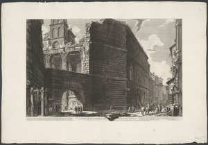 منتدى فان أوغسطس تي روما عرض بقايا منتدى نيرفا (العنوان على الكائن) Gezichten op Rome (عنوان المسلسل) مناظر لروما رسمها ونقشها المهندس المعماري جيامباتيستا بيرانيزي Ve (nez) iano (عنوان السلسلة) بواسطة جيوفاني باتيستا بيرانيسي