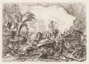 Groteschi: أطلال مع تمثال Faun والعمود الساقط ، كاليفورنيا. 1745-50. بواسطة جيوفاني باتيستا بيرانيسي
