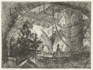 الزنزانة مع السجناء على منصة ممتازة الأبراج المحصنة (عنوان المسلسل) Invenzioni Capric di Carceri all Acqua Forte (عنوان السلسلة) بواسطة جيوفاني بوشار