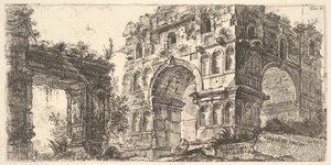 اللوحة 11: معبد يانوس تيمبيو دي جيانو من سلسلة العصور الرومانية القديمة ، كاليفورنيا. 1748. بواسطة جيوفاني باتيستا بيرانيسي
