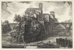 تيبيرييلاند تي روما منظر لجزيرة التيبر (العنوان على الكائن) Gezichten op Rome (عنوان المسلسل) مناظر لروما رسمها ونقشها المهندس المعماري جيامباتيستا بيرانيزي Ve (nez) iano (عنوان السلسلة) بواسطة جيوفاني باتيستا بيرانيسي