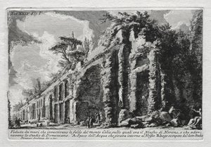 منظر للجدران التي أصابت منحدرات مونتي سيليو. بواسطة Giovanni Battista Piranesi