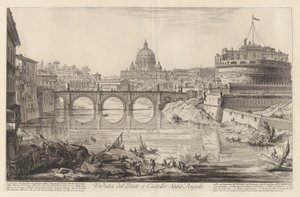 منظر للجسر وقلعة سانت بواسطة Giovanni-Battista Piranesi