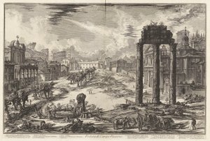 Veduta di Campo Vaccino (منظر لـ Campo Vaccino [المنتدى الروماني مع معبد Castor و Pollux إلى اليمين]) ، من Vedute di Roma (مناظر من روما) بواسطة Giovanni-Battista Piranesi