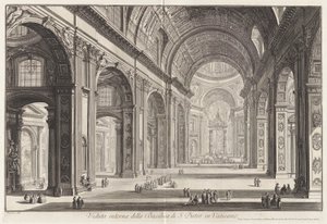 منظر داخلي لكنيسة القديس بطرس بواسطة Giovanni-Battista Piranesi