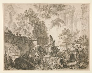 مناظر لروما: واجهة مع تمثال مينيرفا بواسطة Giovanni-Battista Piranesi
