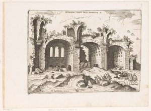 Gezicht op de Basilica van Maxentius te Rome منظر لأطلال معبد السلام (العنوان على القطعة) الآثار الرومانية (عنوان المسلسل) بعض المعالم الأثرية الرومانية الهامة (...) (عنوان السلسلة)