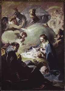 Nativity with the Almighty and the Holy Spirit. (oil on canvas, circa 1740) بواسطة جيوفاني باتيستا بيتوني