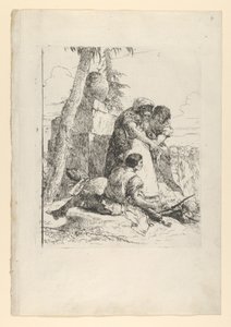 الساحر يشير إلى رأس محترق لشابين ، من شيرزي ، كاليفورنيا. 1743-50. بواسطة جيوفاني باتيستا تيبولو