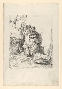 ساحر مع أربع شخصيات بالقرب من مذبح الدخان ، من شيرزي ، كاليفورنيا. 1743-52. بواسطة جيوفاني باتيستا تيبولو