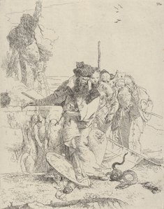 ستة أشخاص يشاهدون ثعبانًا ، من منطقة شيرزي ، كاليفورنيا. 1743-50. بواسطة جيوفاني باتيستا تيبولو