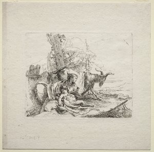 نزوات مختلفة: المرأة مع الدف بواسطة Giovanni-Battista Tiepolo