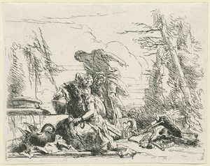 النساء والرجال بخصوص محرقة العظام المحترقة بواسطة Giovanni Battista Tiepolo