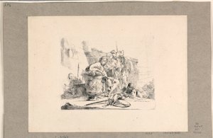 شباب يجلسون بجانب جرة وشخصيات أخرى ، من فاري كابريتشي بواسطة Giovanni-Battista Tiepolo