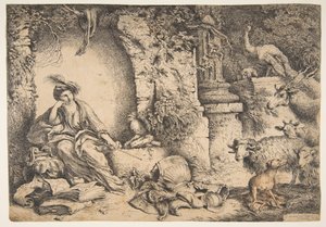 تغير سيرس مع رفاق يوليسيس إلى حيوانات ، 1650-51. بواسطة جيوفاني بينيديتو كاستيجليون