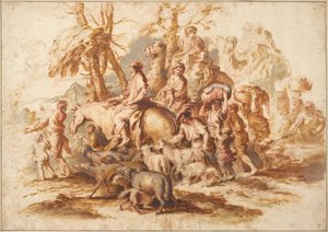 عودة يعقوب، 1647-1651 تقريباً بواسطة جيوفاني بينيديتو كاستيجليون