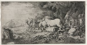 نوح والحيوانات تدخل الفلك ، 1650-1655. بواسطة جيوفاني بينيديتو كاستيجليون