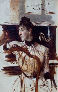 Alaide Banti in profile by Giovanni Boldini (1842-1931) بواسطة جيوفاني بولديني