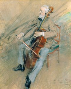 Portrait of cellist Gaetano Braga بواسطة جيوفاني بولديني