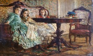 The Laskaraki Sisters by Giovanni Boldini (1842-1931), oil on wood بواسطة جيوفاني بولديني