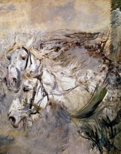 اثنين من الخيول البيضاء لوحة بواسطة جيوفاني بولديني (1842-1931) 1874 خافت. 153x122 سم بستويا ، مجموعة بولديني بواسطة جيوفاني بولديني