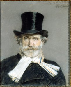 صورة جوزيبي فيردي في عام 1886. رسم جوزيبي بولديني (1842-1931). روما. معرض الفن الحديث بواسطة جيوفاني بولديني