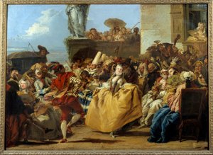 Carnival scene or “” the Menuet”” Dance scene mask in the 18th century. Painting by Gian Domenico Tiepolo (1727-1804) Sun. 1,12x0,8 m.