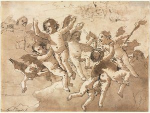 كيوبيد في الغيوم مع المصاحبة Cherubs ، 1757 أو بعد ذلك. بواسطة جيوفاني دومينيكو تيبولو