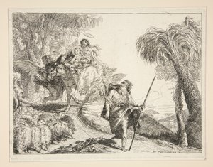 يوسف مع العذراء والطفل ، من سلسلة Idee pittoresche sopra la fuga in Egitto (رحلة إلى مصر) بواسطة جيوفاني دومينيكو تيبولو