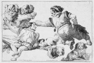دراسات الأقزام والكلاب ، كاليفورنيا. 1753. بواسطة جيوفاني دومينيكو تيبولو