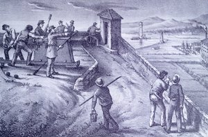 الدفاع عن ليفورنو من حصن سان بيترو ، بقلم جيوفاني فاتوري (1825-1908) ، نقش بواسطة جيوفاني فاتوري