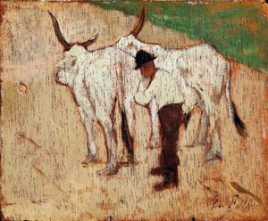 الراعي والماشية ، بواسطة جيوفاني فاتوري (1825-1908) ، زيت على لوح بواسطة جيوفاني فاتوري