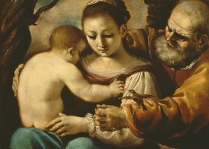 العائلة المقدسة بواسطة جيوفاني فرانشيسكو باربيري (Il Guercino)