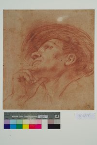 دراسة لرأس النبي حجي (طباشير أحمر على ورق) بواسطة جيوفاني فرانشيسكو باربيري (Il Guercino)