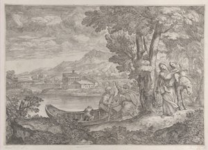 منظر طبيعي مع الرحلة إلى مصر ، 1626-80.