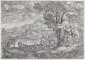 منظر طبيعي مع الرحلة إلى مصر ، 1626-80. ، 1626-80.