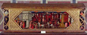 تم تزيين Cassone بمشهد Palio of S. Giovanni (درجة الحرارة على اللوحة)